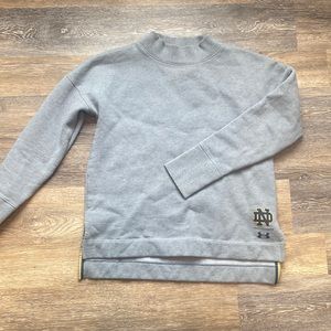 Under Armour high neck, Notre Dame sweatshirt. Very warm, so comfortable